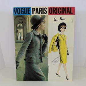Vintage 1964 Vogue Paris Original #1313 by Nina Ricci - Sheath Dress & Jacket Pattern - Size 12 Bust 32 Hip 34 - Designer Sewing Pattern