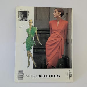 Vintage Vogue Attitudes 2568 Tom & Linda Platt Dress Pattern - Size 12-14-16 - 1990 Designer Minimalist Dress Sewing Pattern