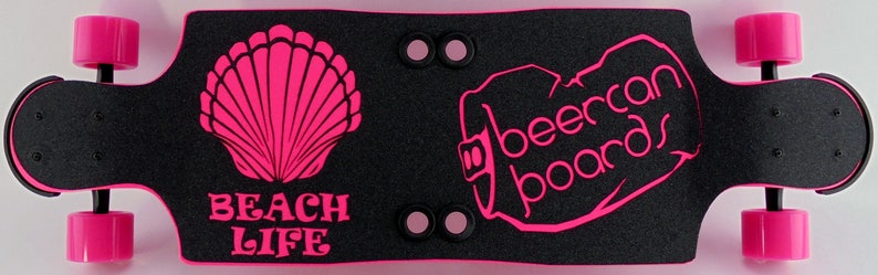 35 Hard Cider Complete Beercan Board Longboard with Beach Life Shell Design *FREE SHIPPING in USA*