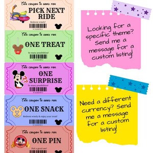Disney Coupons Kids Vacation Budget Planner Printable Voucher System Money Travel Template Family Trip Spending Control Allowance Theme Park image 11