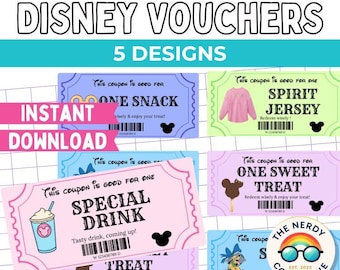 Disney Kids Coupons Budget Printable Vacation Planning Family Trip Money Management System Theme Park Spending Control Fun Allowance Travel
