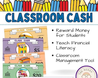 Classroom Cash Teacher Resource Student Incentive Behavior Reward System Money Management Play Money Printable Download Digital File