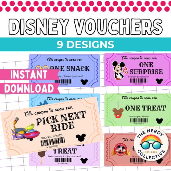 Disney Coupons Kids Vacation Budget Planner Printable Voucher System Money Travel Template Family Trip Spending Control Allowance Theme Park