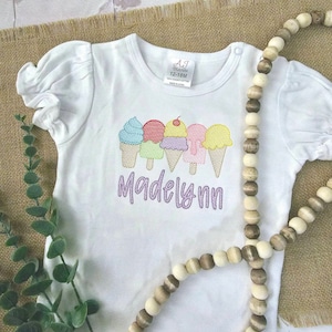 Kids Personalized Ice Cream Embroidered Summer Shirt - Caialily Boutique