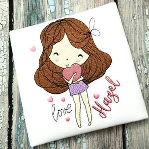 Kids Embroidered Anime Valentines Day Shirt, Personalized for Girls, Kids, Toddlers