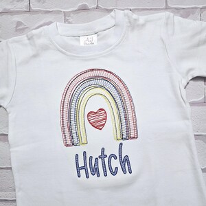Kids Rainbow Embroidered Shirt, Personalized Monogram Shirt for Boy, Girl, Toddlers, Babies, Summertime, Summer, Primary colors rainbow