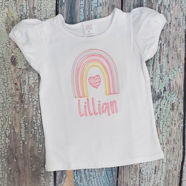 Kids Rainbow Embroidered Shirt, Personalized Monogram Shirt for Boy, Girl, Toddlers, Babies, Summertime, Summer, rainbow