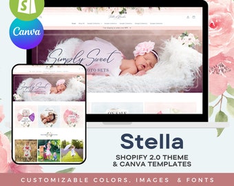 Baby Boutique Shopify Theme | Boutique Shopify Template & Canva Designs | Pretty Website Design
