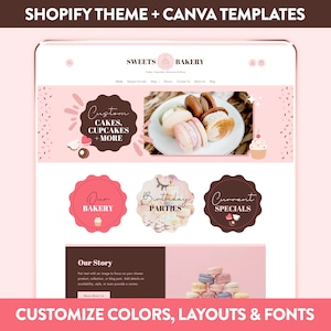 Pink Bakery Shopify Theme | Boutique Shopify Template & Canva Designs | Pink Website Design