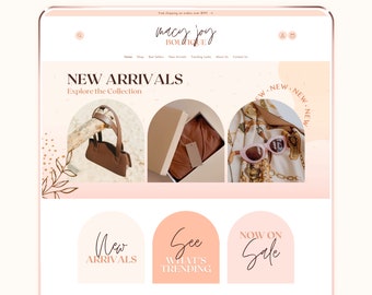 Boho Pastel Shopify Theme | Boutique Shopify Template & Canva Designs | Pretty Website Design