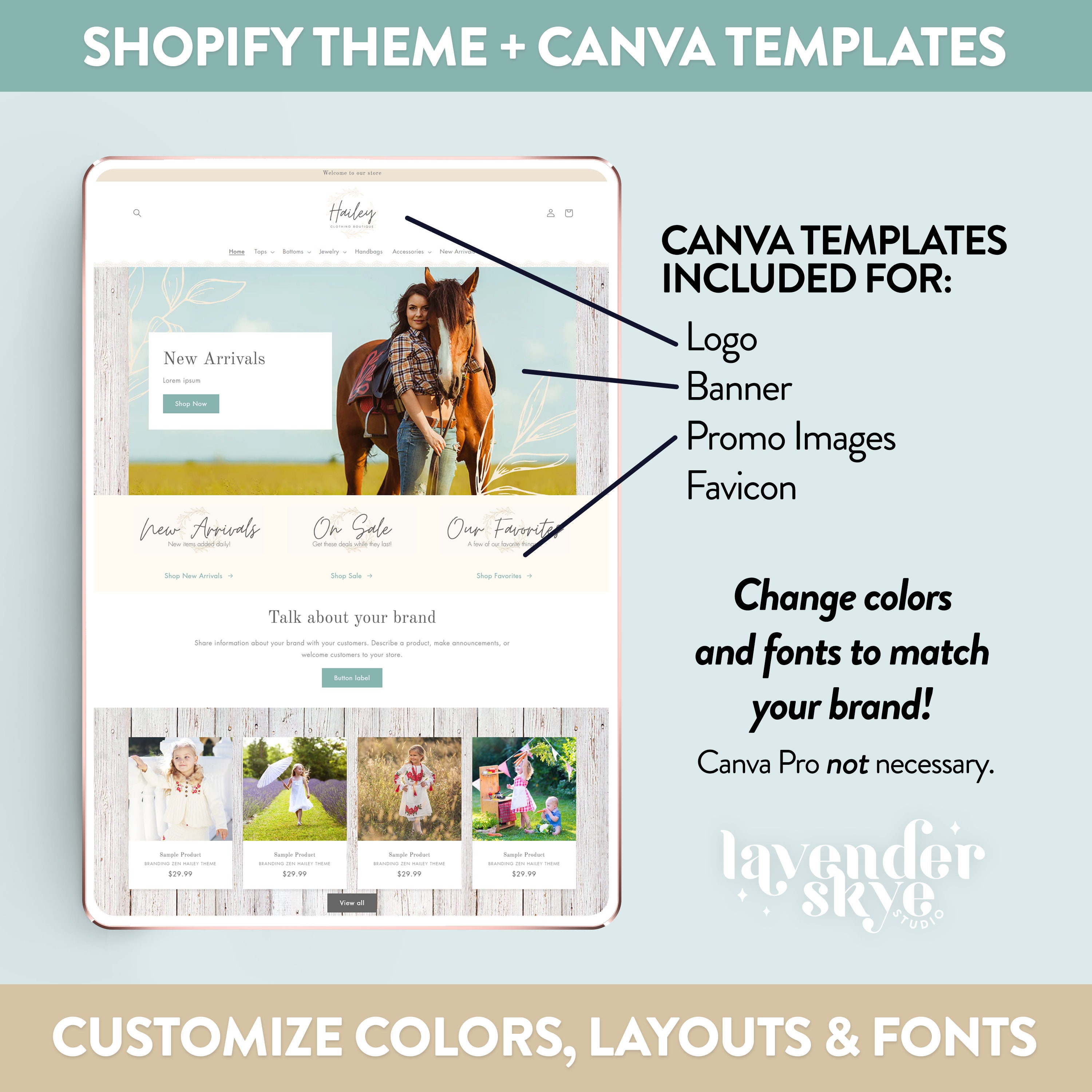 Hailey Feminine Shopify Theme Rustic Shopify Theme Etsy