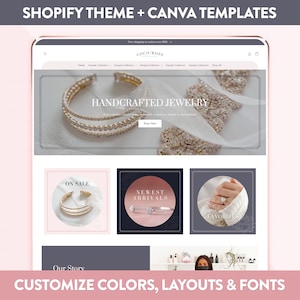 May include: A website screenshot displaying a Shopify theme for an online jewellery store called "Coco Rose". The website features a banner with the text "Handcrafted Jewellery" and a call to action to "Shop Now". The website also features product categories such as "On Sale", "Newest Arrivals", and "Favorites".