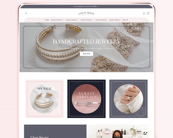 Pastel Pink Couture Shopify Theme | Boutique Shopify Template & Canva Designs | Pretty Website Design