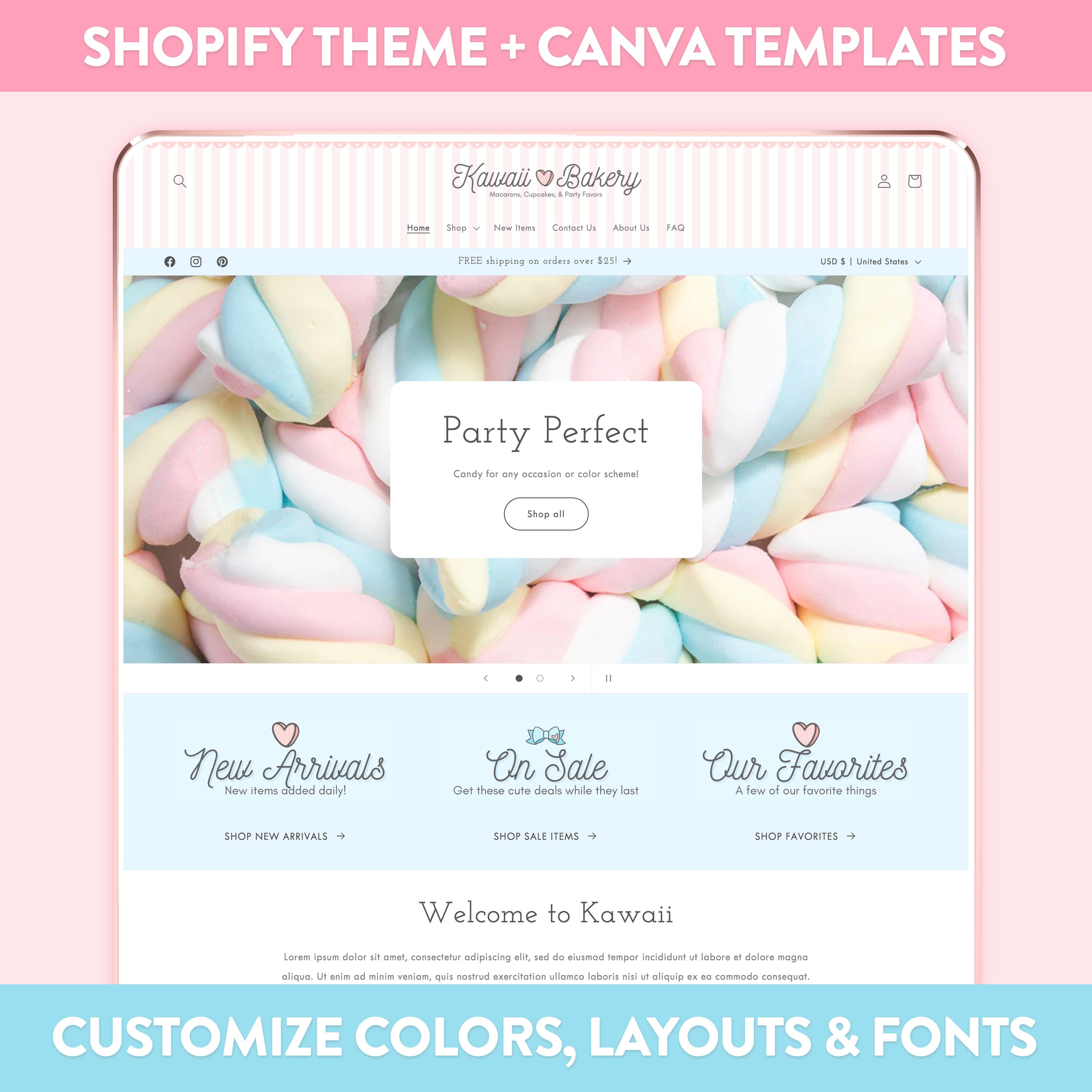 Free and customizable kawaii wallpaper templates