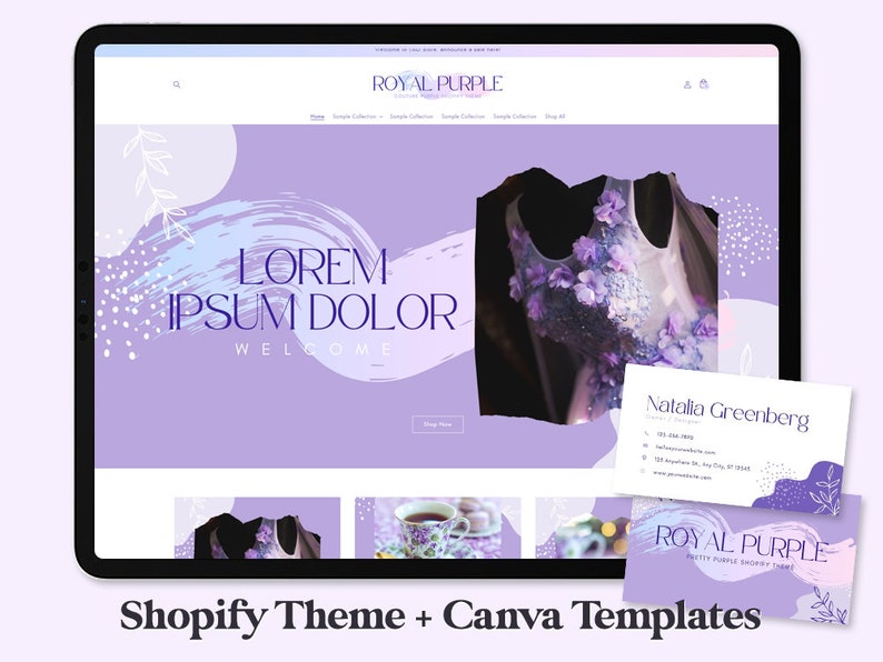 Royal Purple Lavender Shopify Theme & Canva Branding Templates image 1