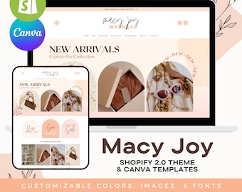 Boho Pastel Shopify Theme | Boutique Shopify Template & Canva Designs | Pretty Website Design