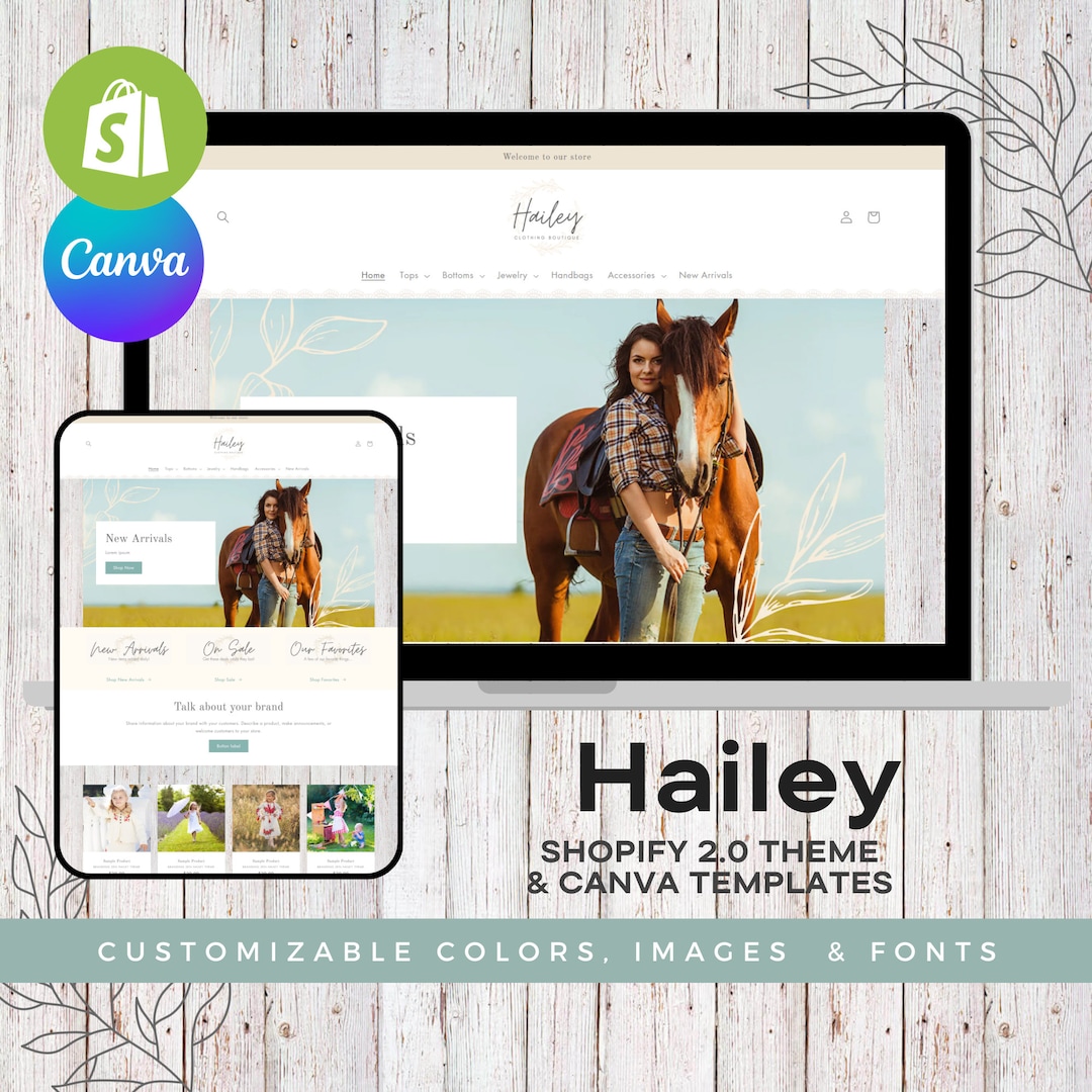 Hailey Feminine Shopify Theme Rustic Shopify Theme Etsy