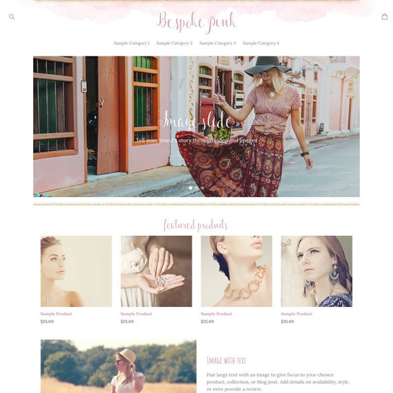 Pink Boho Shopify Theme | Feminine Website Design