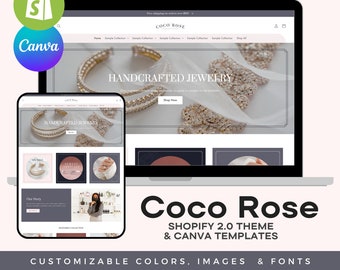 Pastel Pink Couture Shopify Theme | Boutique Shopify Template & Canva Designs | Pretty Website Design