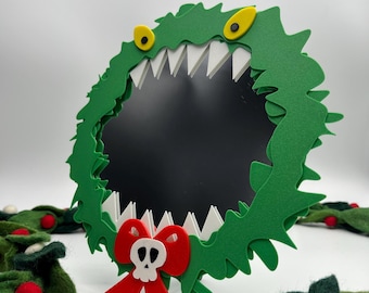 Espejo decorativo con corona de Halloween / Espejo de escritorio para Halloween y Navidad