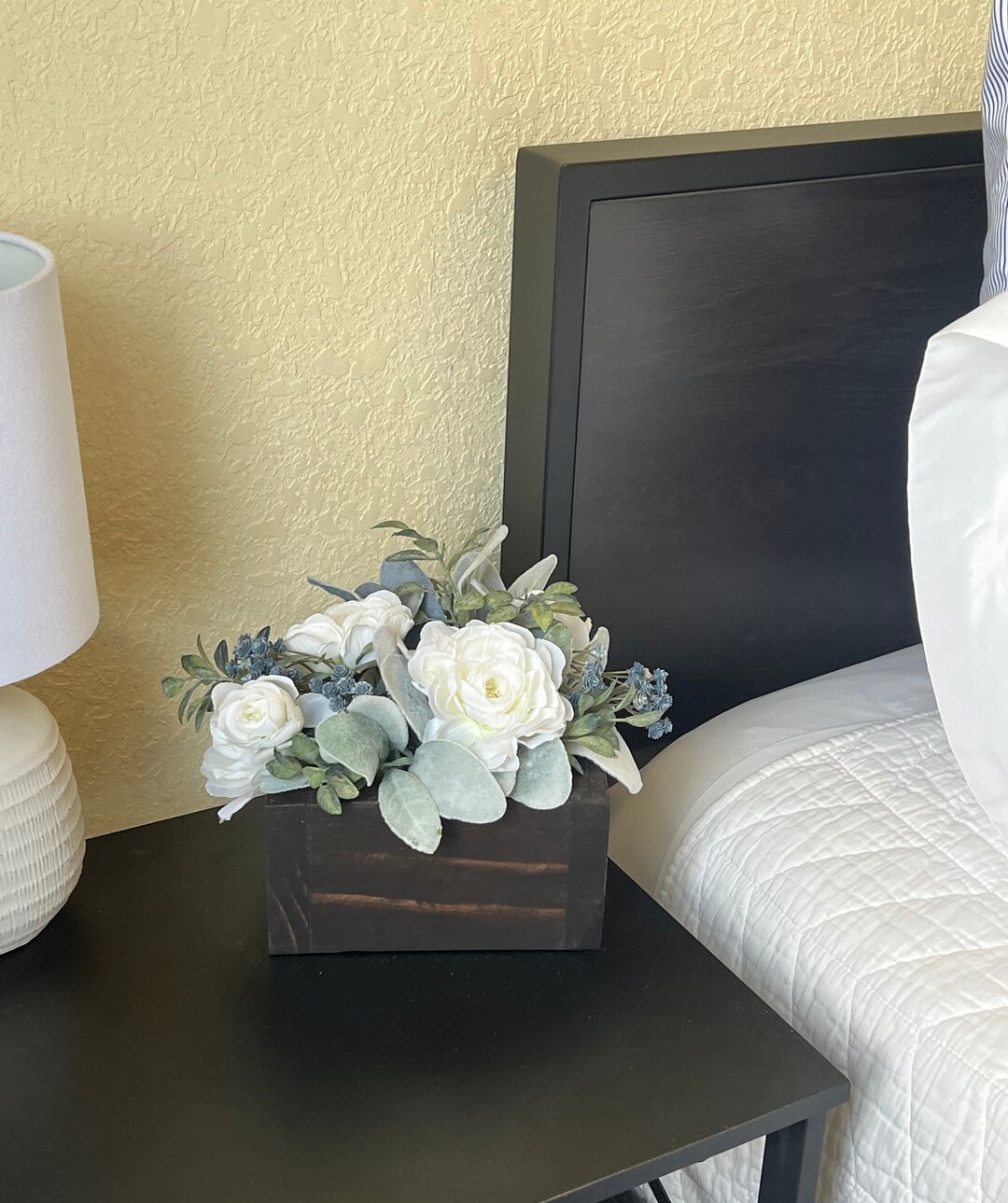 Small Planter Box Table Centerpiece With Lambs Ear & Floral Etsy
