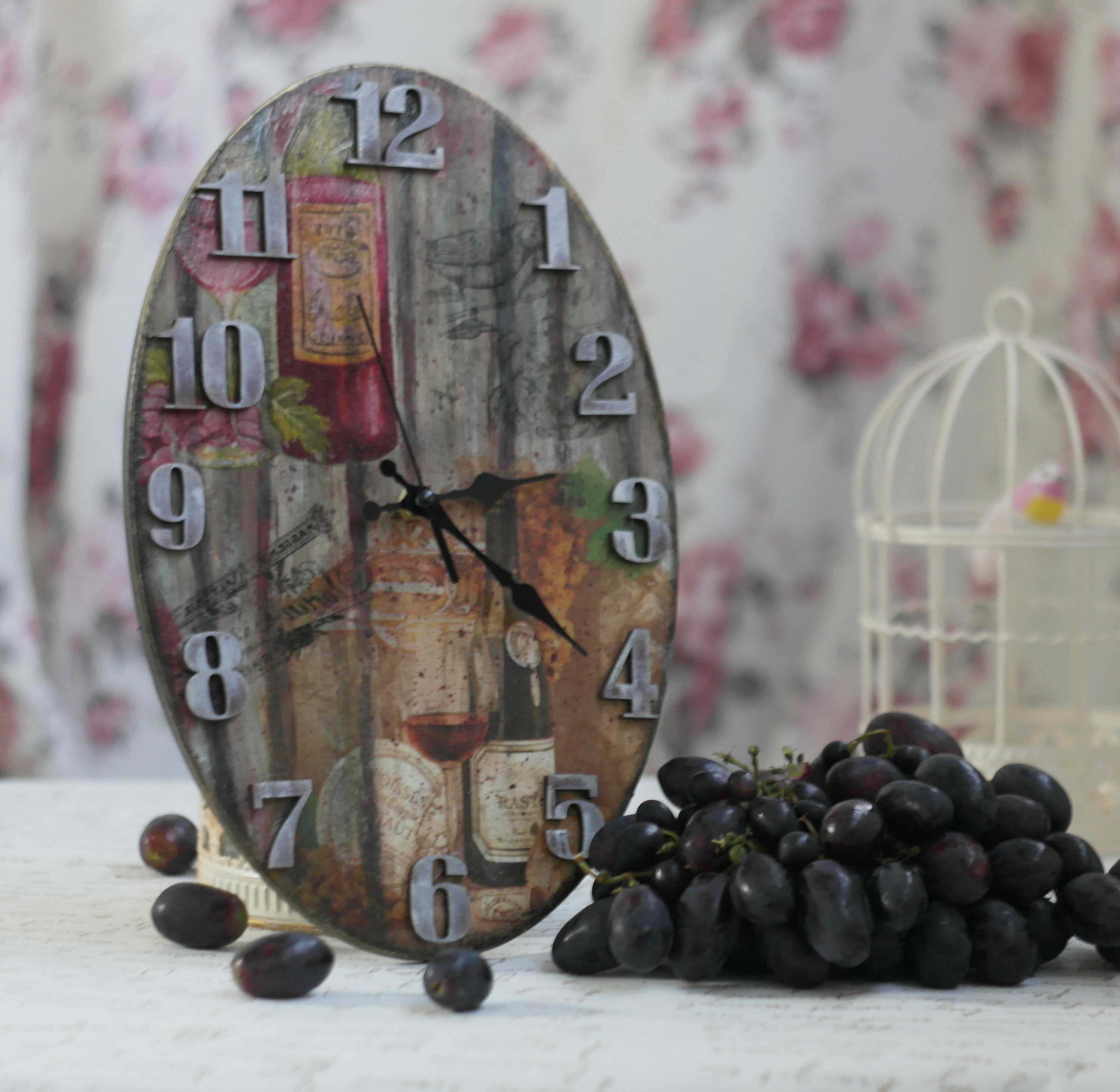 Wooden clock red wine decor wall clock rustic wall decor wine Etsy