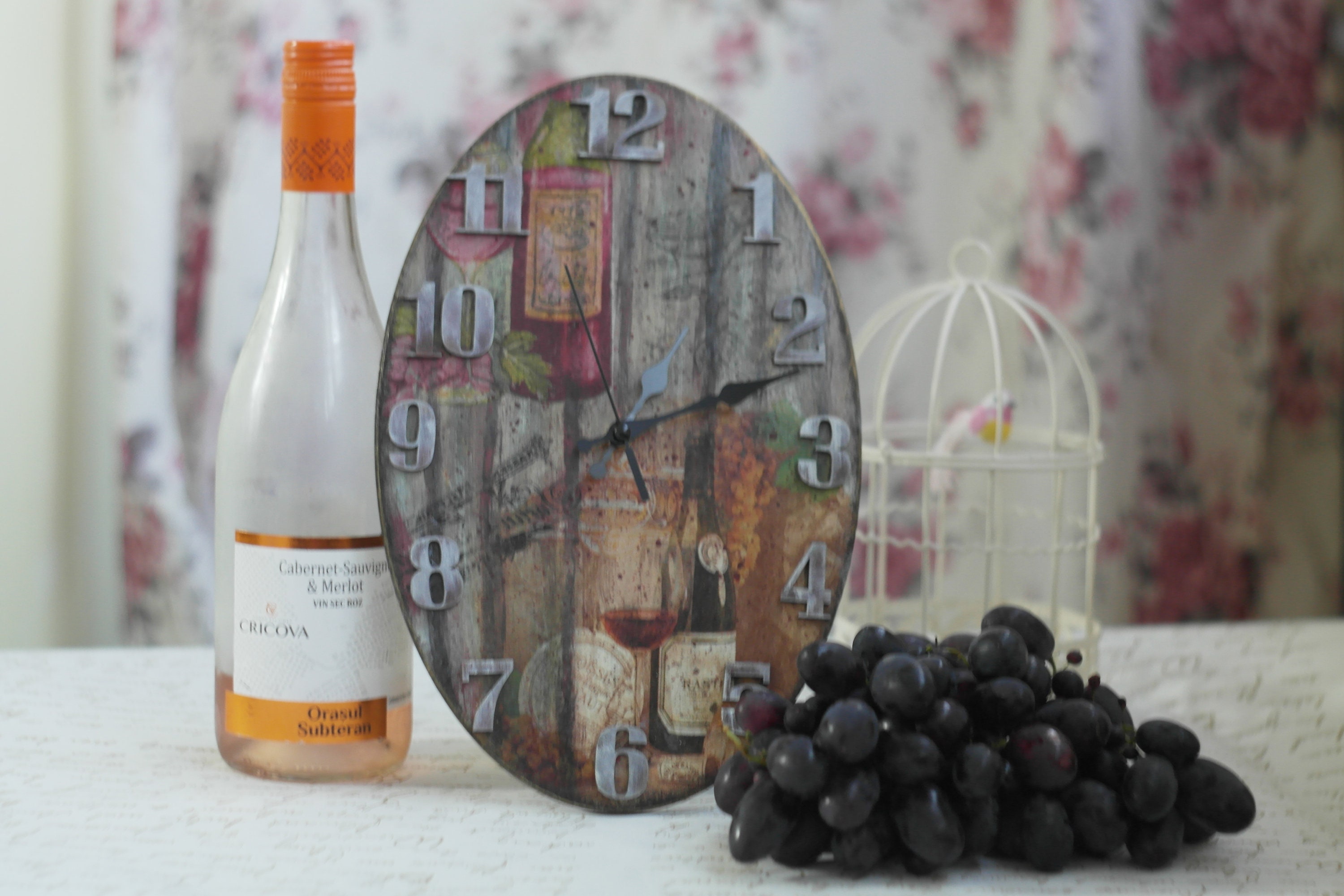 Wooden clock red wine decor wall clock rustic wall decor wine Etsy