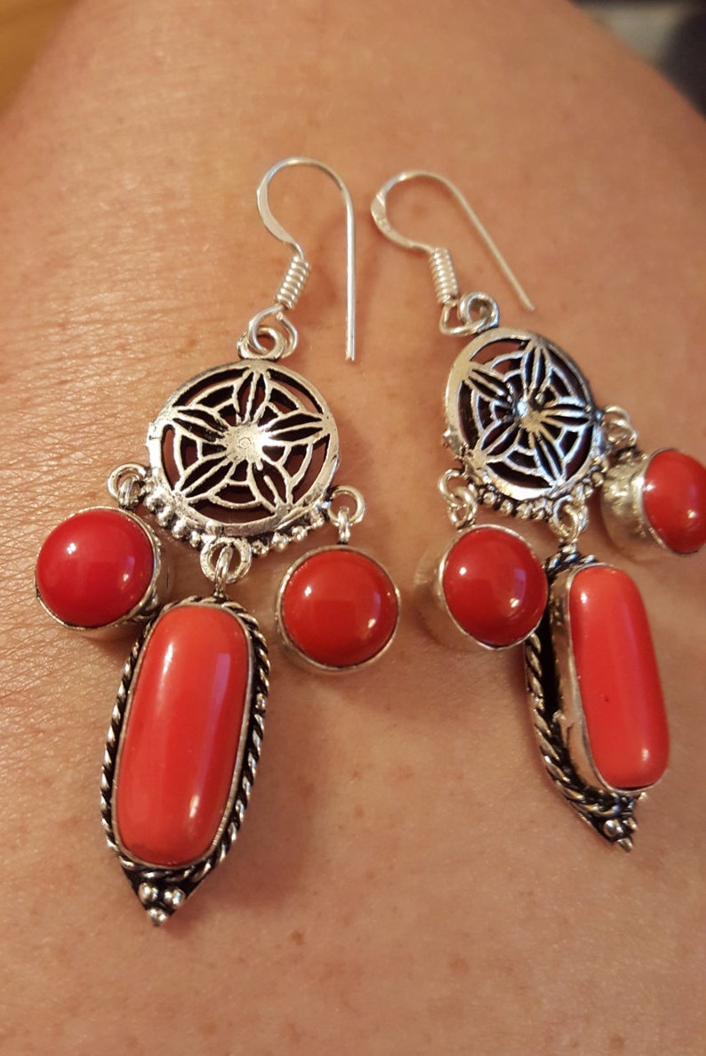 Red Coral Gemstone Earrings!