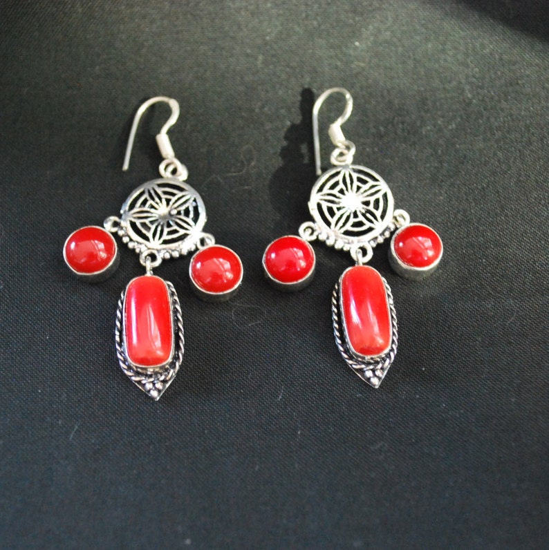 Red Coral Gemstone Earrings!