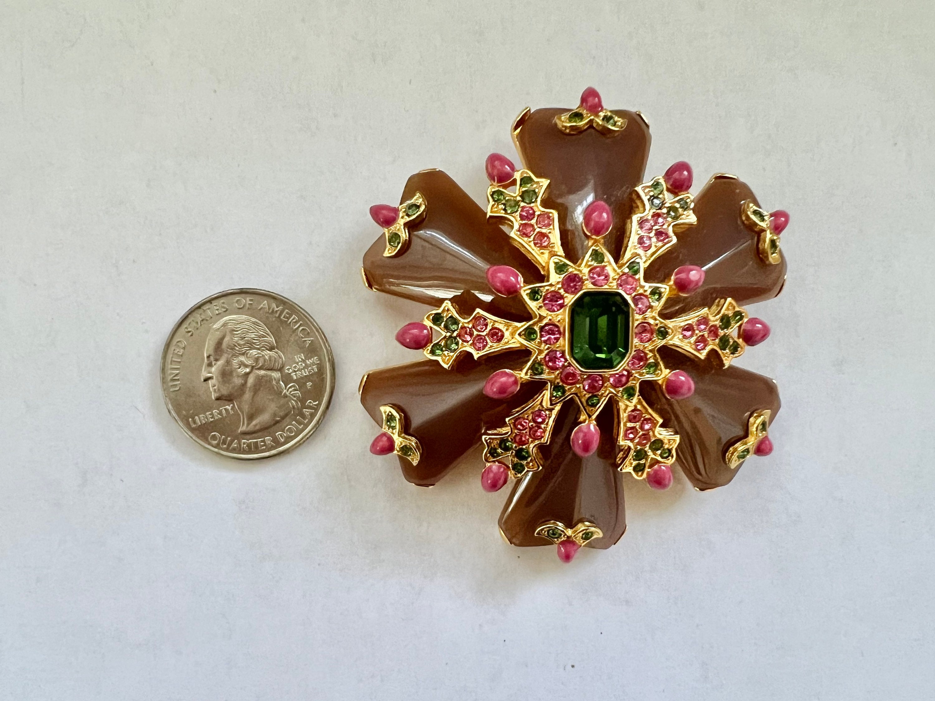 Broche Croix De Malte Joan Rivers – Bleu Saphirs Strass – Vintage – Occasion