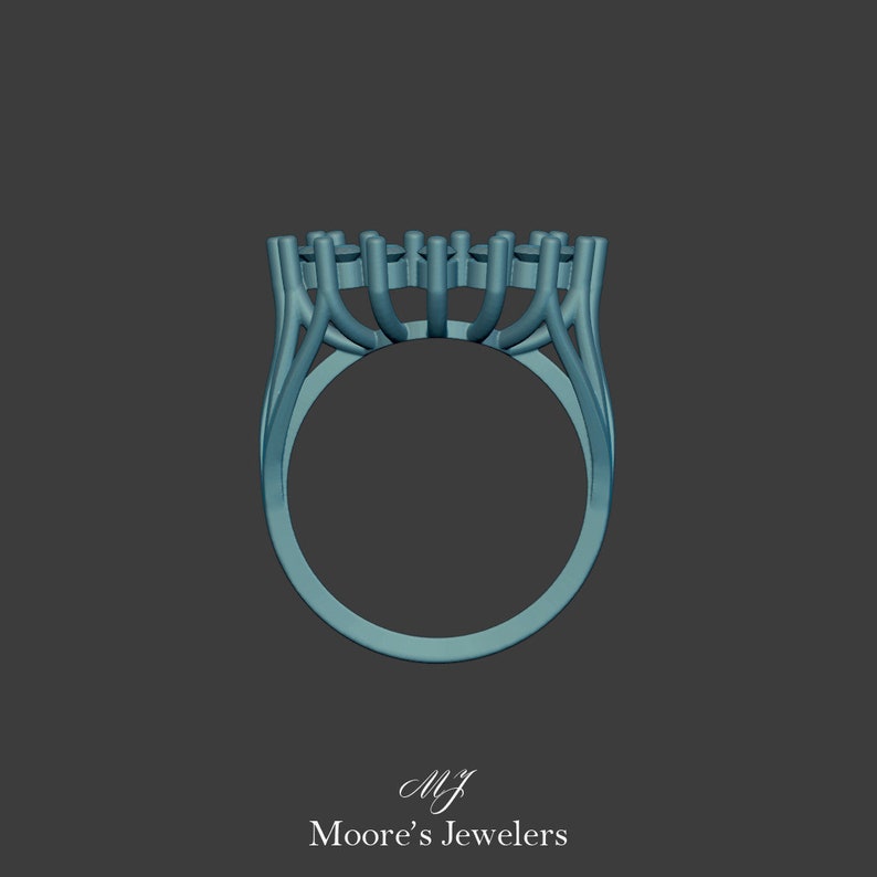 May include: A silver ring with a delicate, intricate design. The ring has a round center stone and is set with smaller stones around the edge. The ring is a beautiful and elegant piece of jewelry.