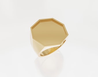 Octagon Style Signet Ring 3d Model