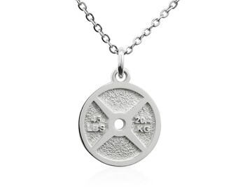 925 Sterling Silver Barbell Necklace With 22&quot; Hypoallergenic Cable Chain Necklace