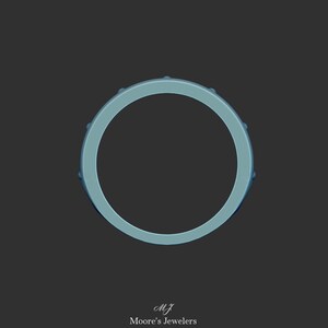 May include: A light blue ring with a textured surface and small round accents around the band. The ring is made by Moore's Jewelers.
