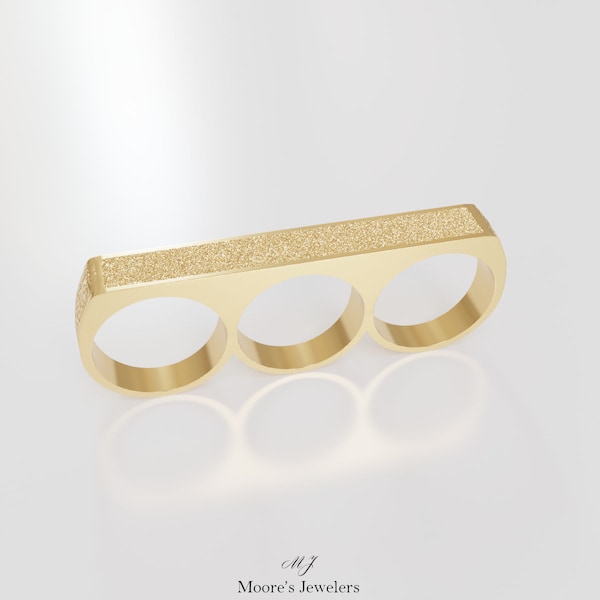 Textured 3 Finger Bar Ring 3d Model (Stl File)