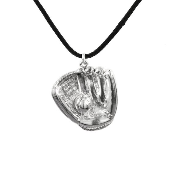925 Sterling Silver Baseball Glove Necklace W/ Adjustable Cord Etsy