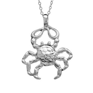 925 Sterling Silver Crab Necklace With 22&quot; Hypoallergenic Cable Chain Necklace