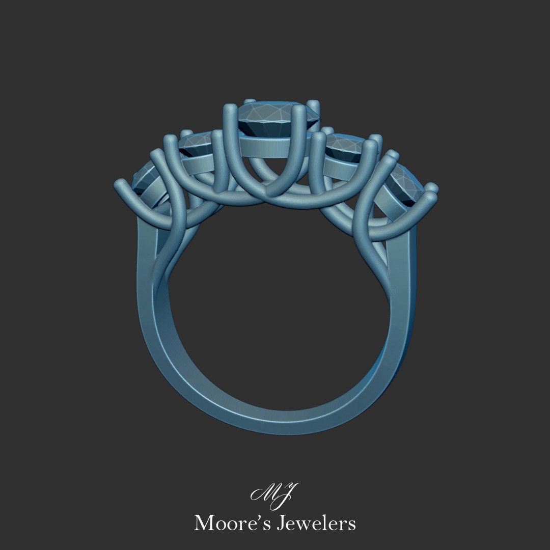 Interweaving 5 Stone Ring 3d Model - Etsy