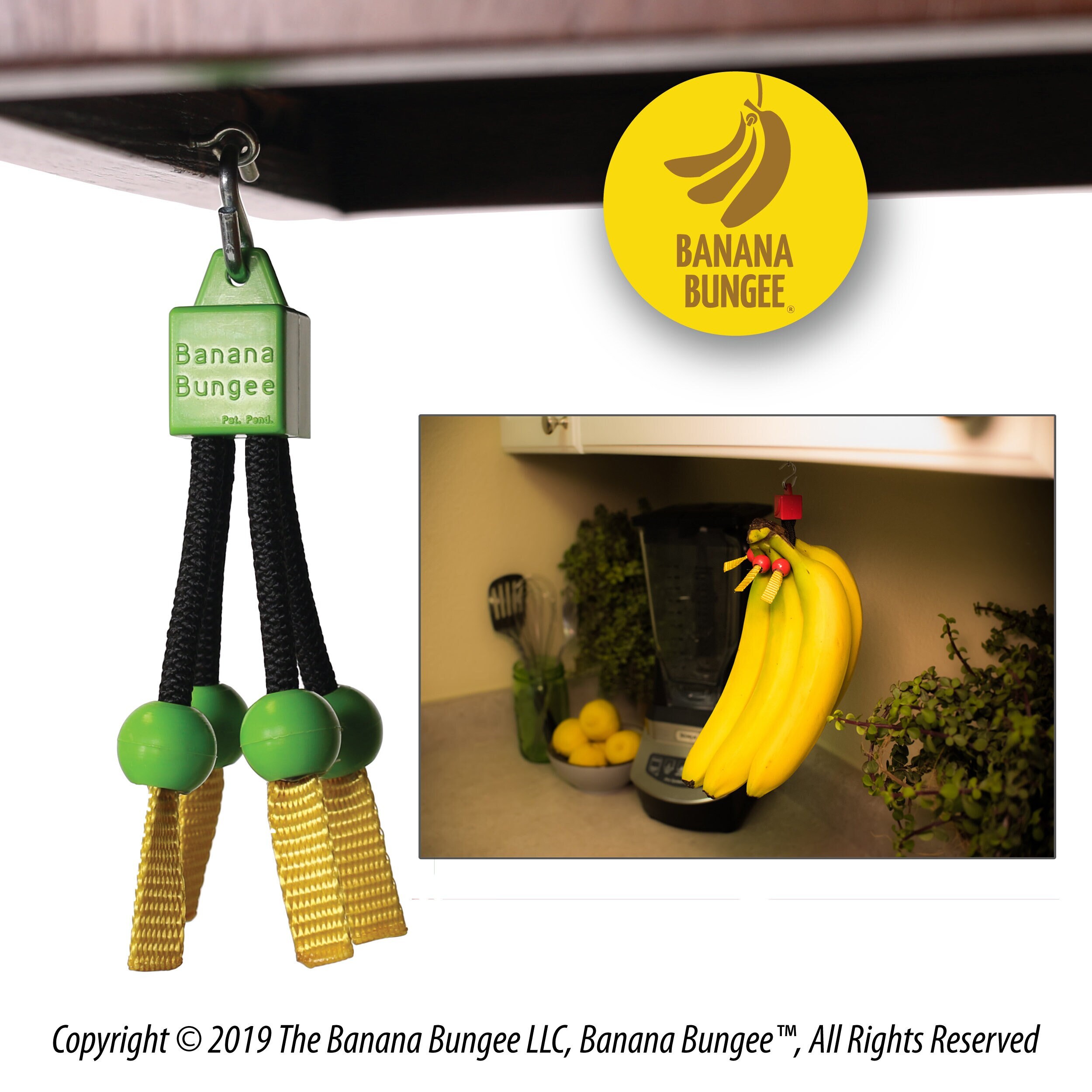 most Effective Fruit Storage since the Banana Tree 4 Cord Lock Design leading Banana Hook Alternative Hang Anywhere Unique Banana Holder by Banana Bungee|Easy to use Banana Hanger Green 