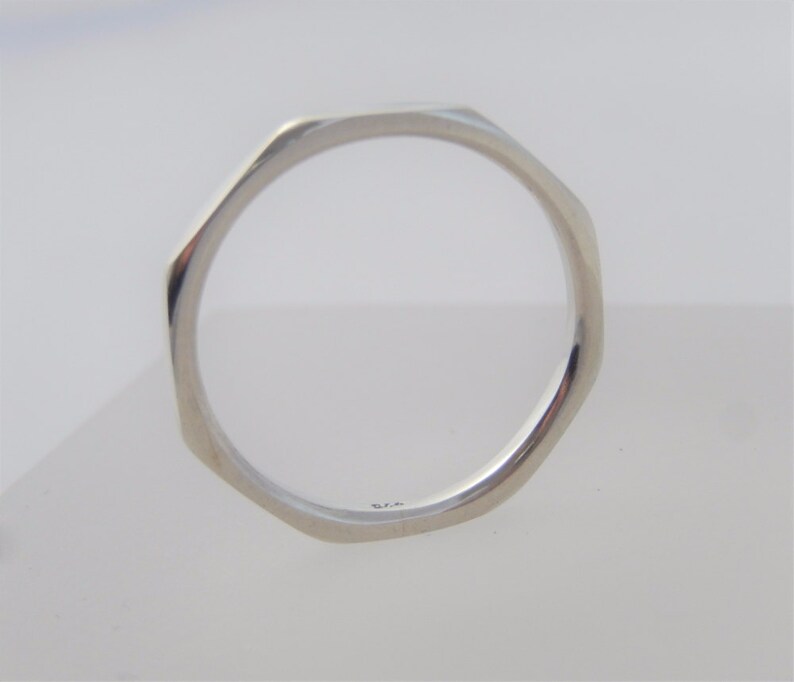 NUT fine stacking ring Sterling silver facetted.