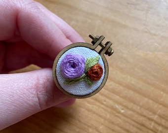 Roses Mini Embroidery Hoop Ring