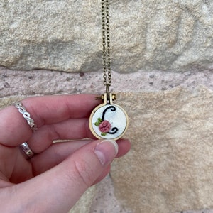 Initial Mini Embroidery Hoop Necklace