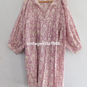 Lavender color dress, cotton block printed short dress, casual wear long dresses, boho dress, cotton tunics, gift for her