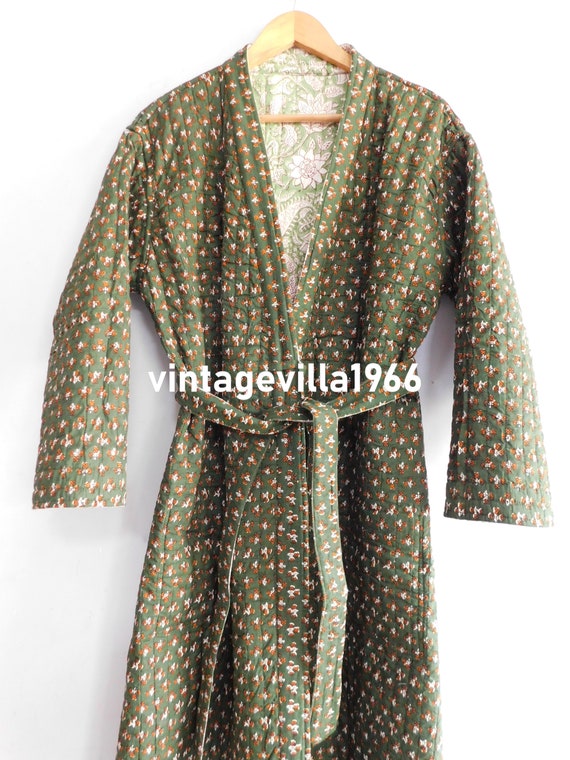 Cotton quilted bathrobe, women wear kimono jacket… - image 2