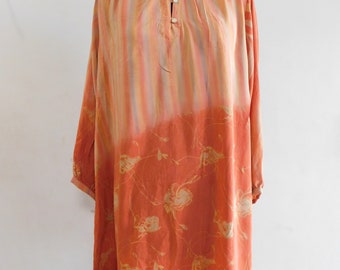 chemise sari en soie vintage, les femmes indiennes faites main portent une tunique courte, vêtements d'été de créateurs chemisier hippie bohème décontracté, haut long