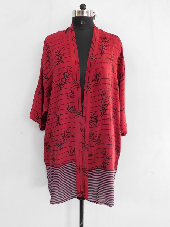 Red silk kimono women wear dressing gown intimate… - image 2