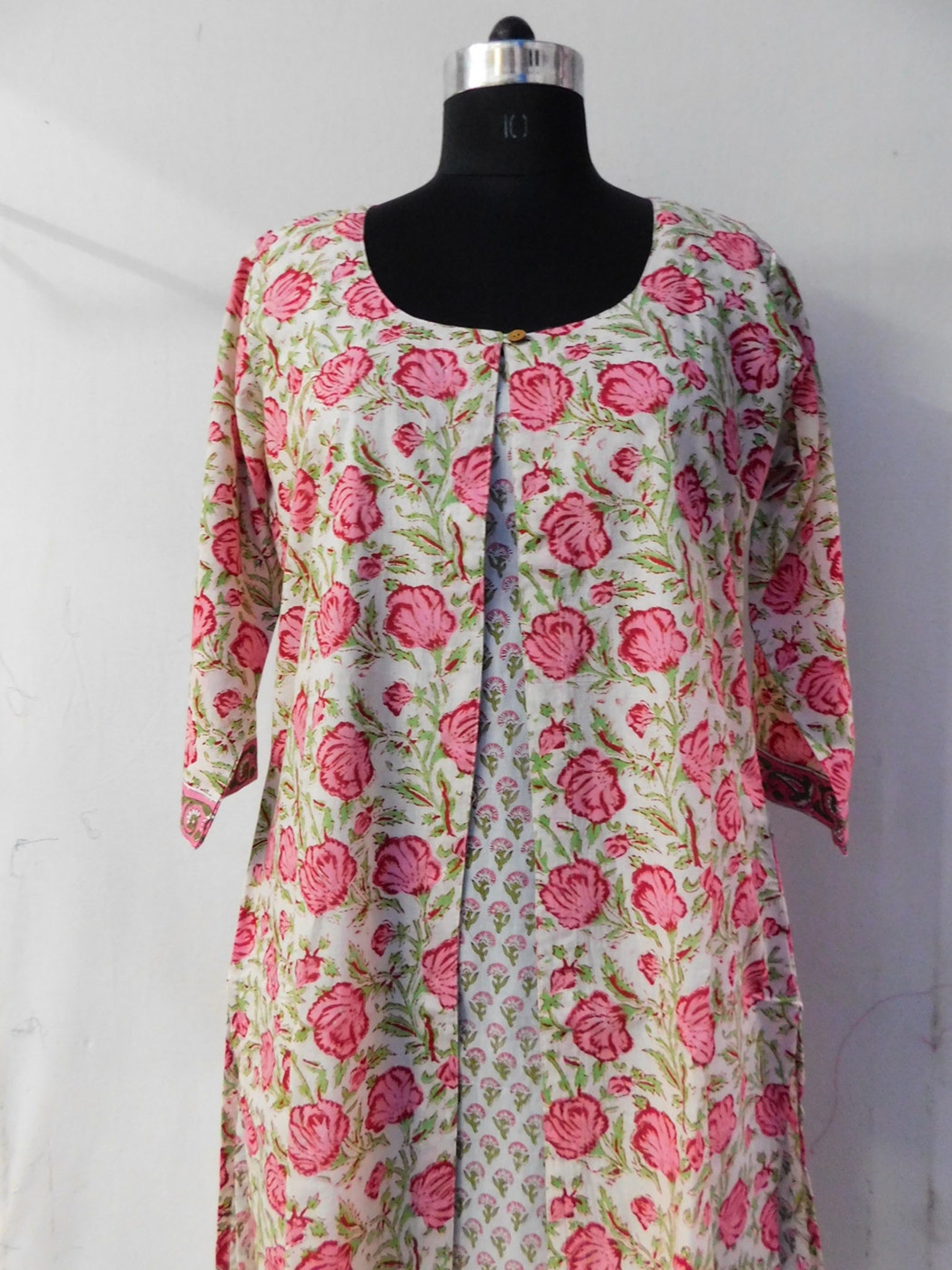 Designer Cotton Long Fashionable Shrug Dress Floral Print | Etsy