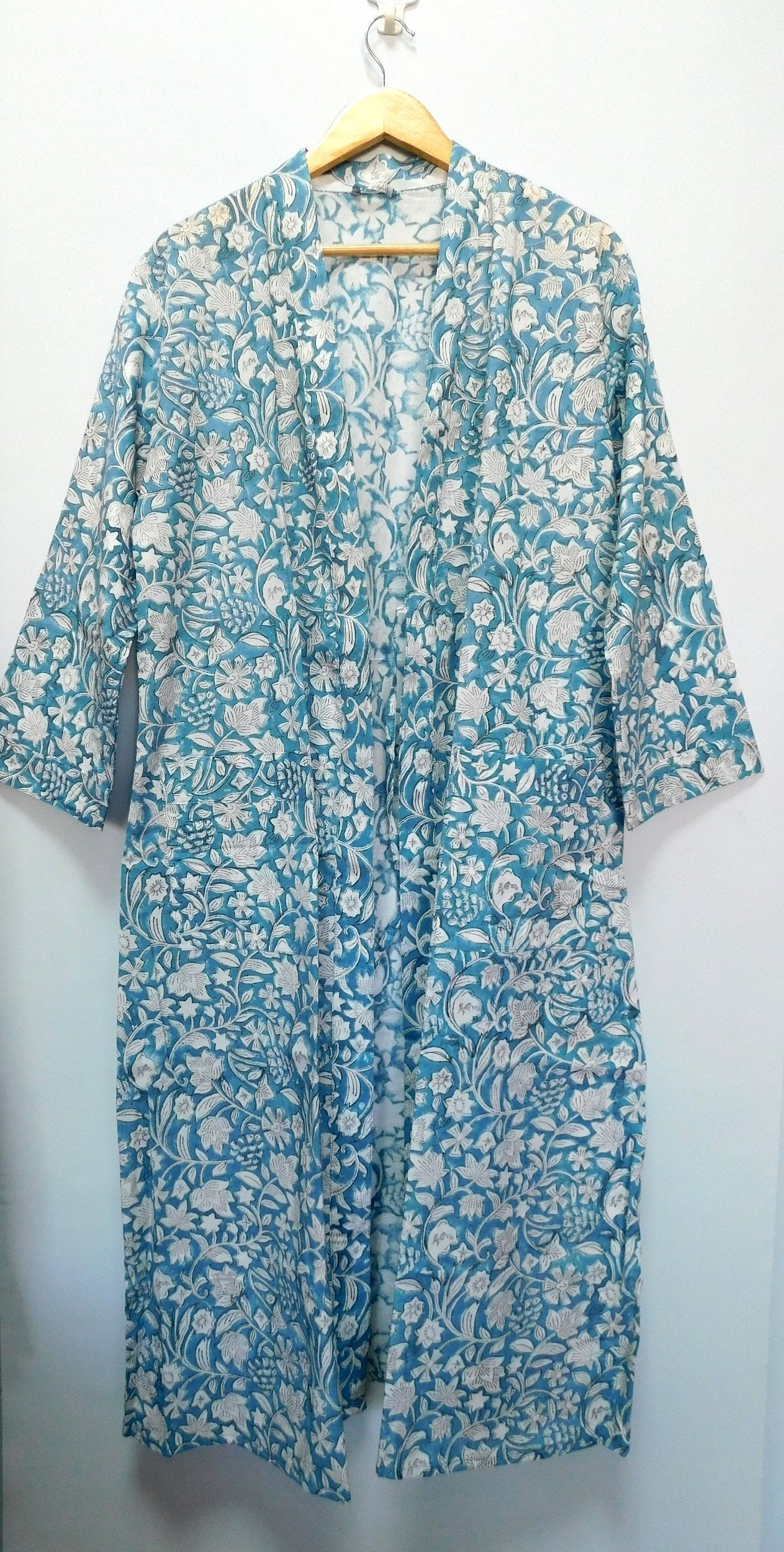 Cotton long kimono floral printed nightwear nightgown | Etsy