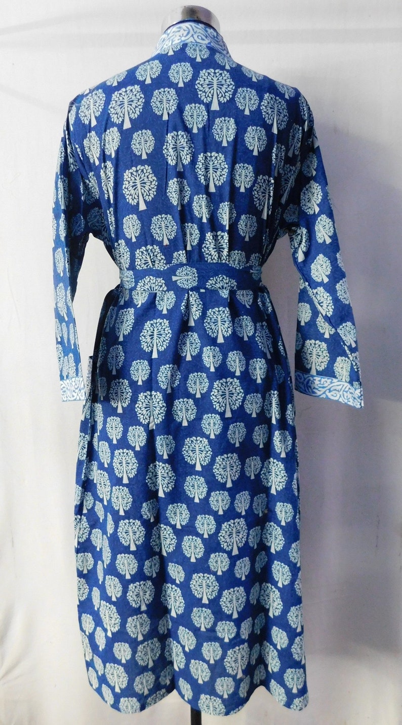 Indian Handmade Long Dress Women Wear Kimono Intimate Sleepwear Body Crossover Hand Block Printed Long Bathrobe Maxi Dress Nightgown