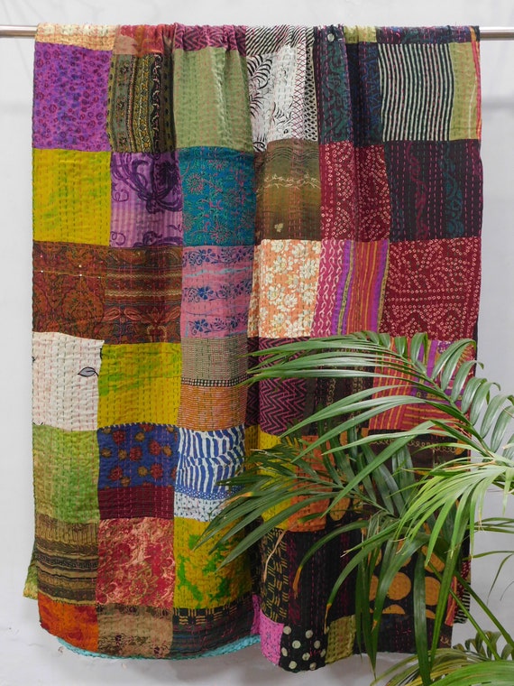 Silk kantha throw hot sale